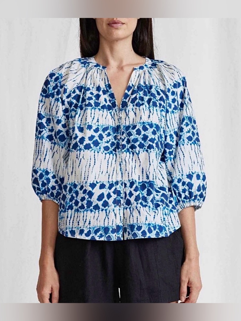 Apiece Appart Mitte Top Sun Speckled Shibori Button Front Women’s Sz Xs